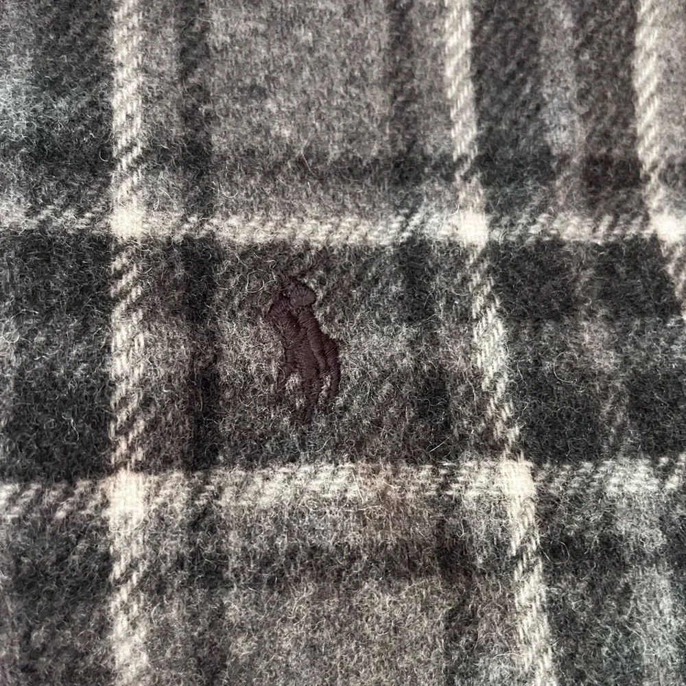 Vintage Polo by Ralph Lauren Gray Plaid Wool Blend Men's Scarf